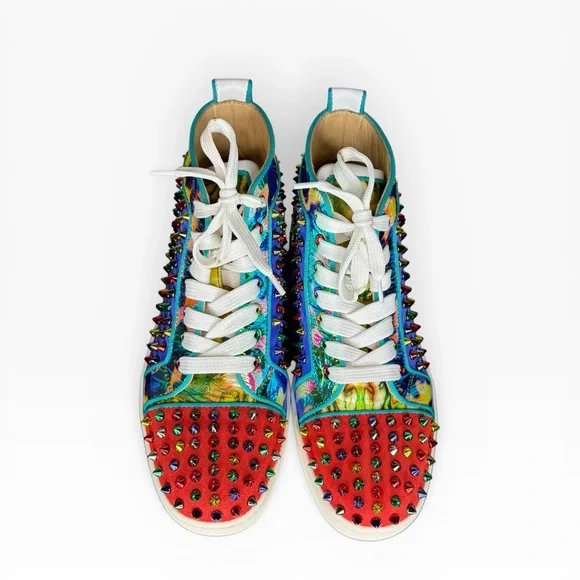 Christian Louboutin Multicolor Studded Women’s High-Top Sneakers Size 38 - Picture 2 of 11